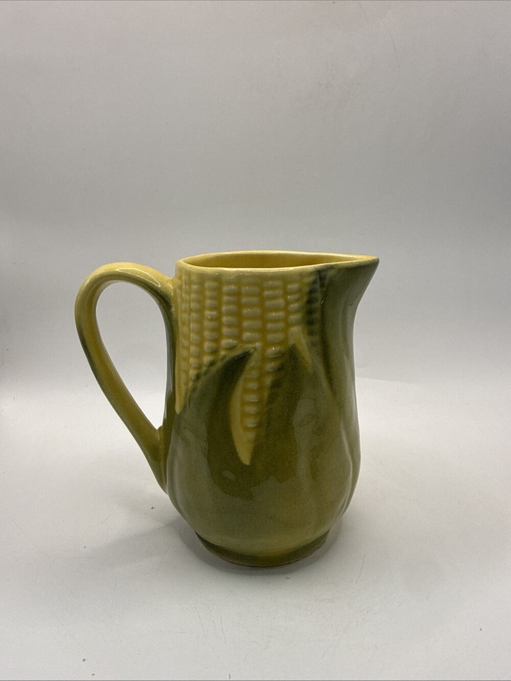 Vintage Shawnee Pottery Corn King Cream Pitcher 4¾" USA No. 70 Green Yellow *